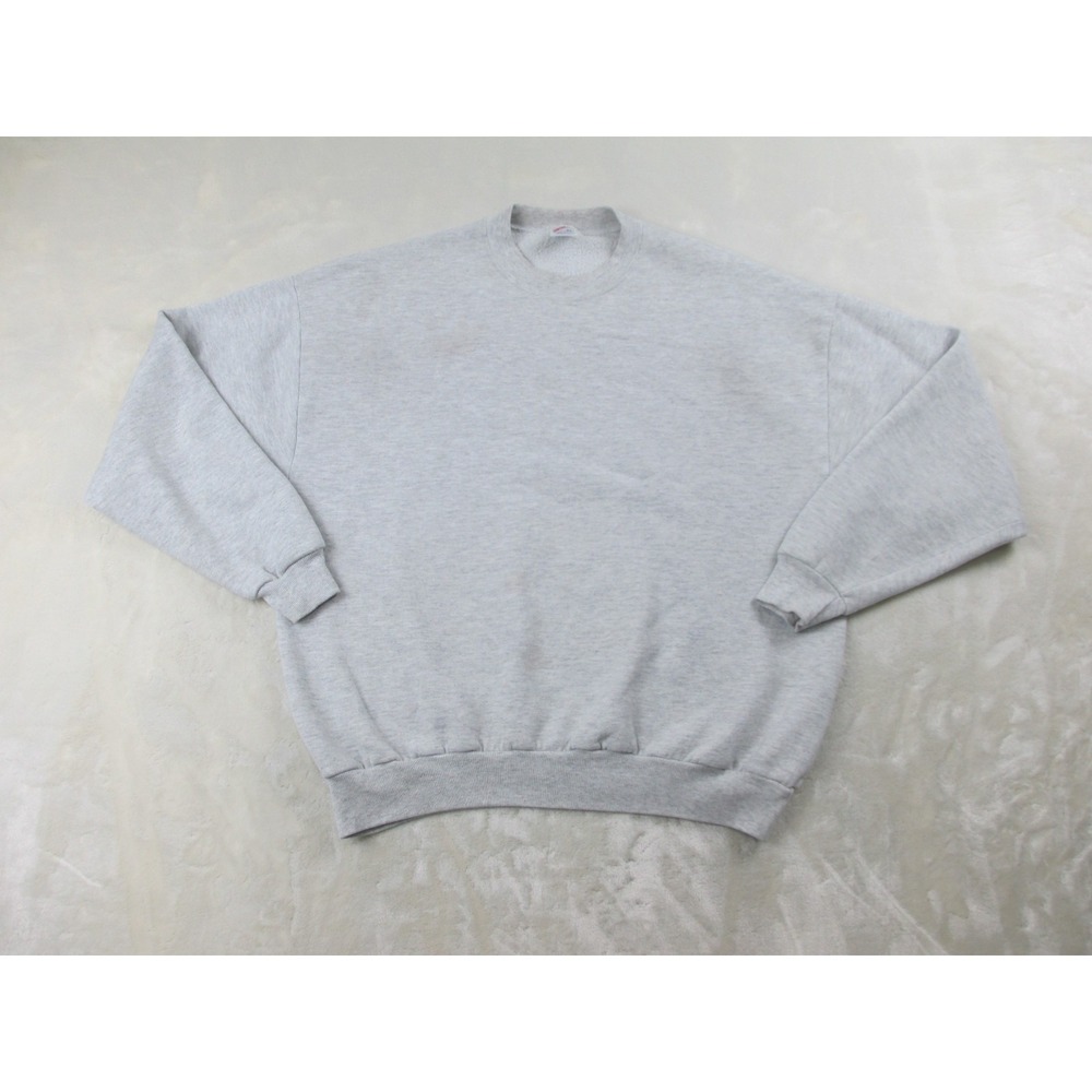 VINTAGE Jerzees Sweater Mens‎ Extra Large Gray Cotton Blank USA Pullover*